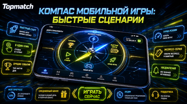 Мобильная игра в интерфейсе Topmatch для быстрых игровых сценариев